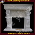French style indoor white marble fireplace mantel with lady statue